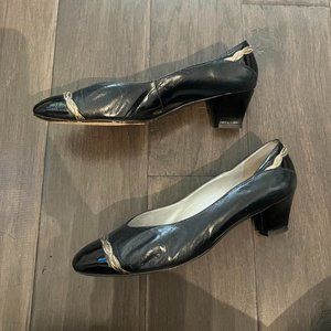 Navy blue vintage Bally heels, size 5.5